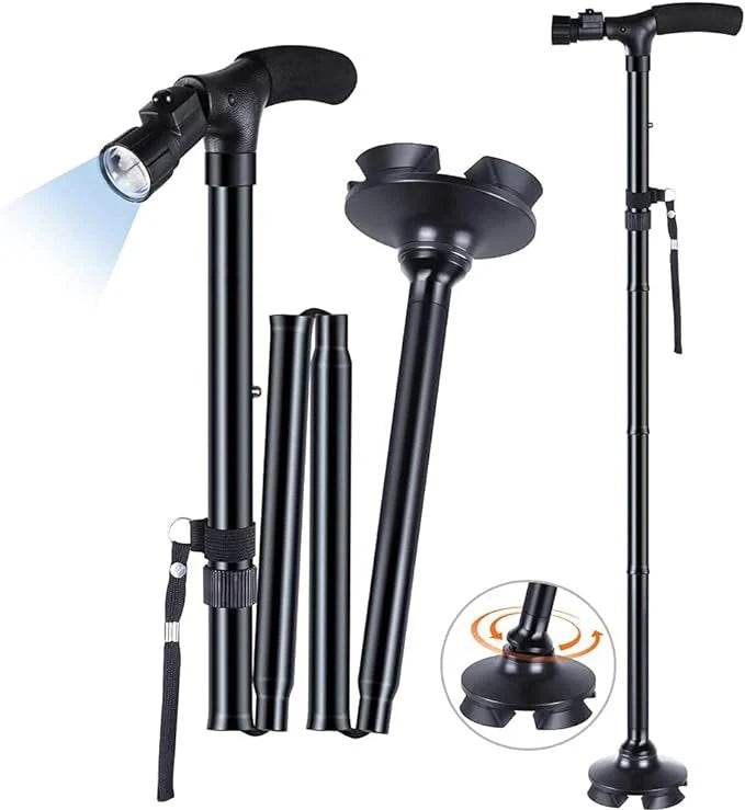 Bastón Plegable con Luz LED - Portátil y Práctico - Multishop Chile E.I.R.L