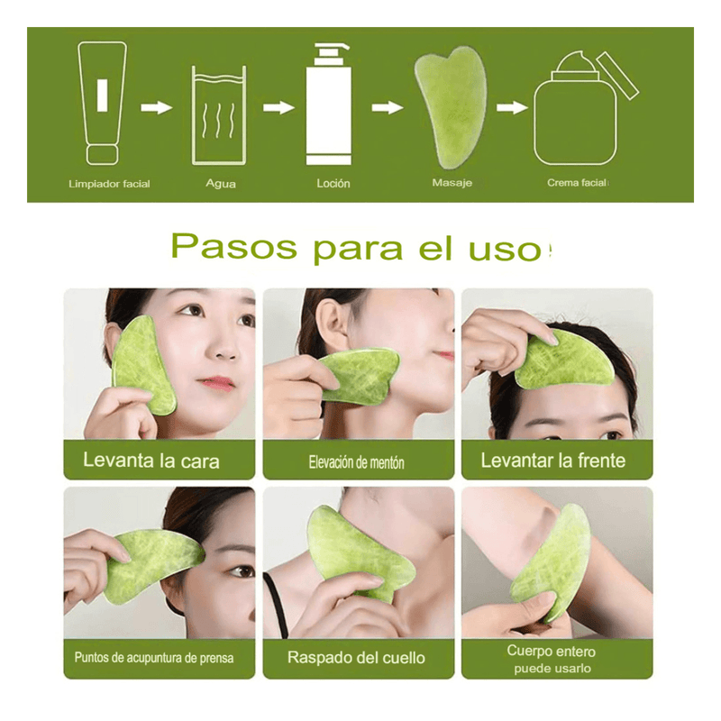 Set de Rodillo de Jade y Gua Sha - Multishop Chile E.I.R.L