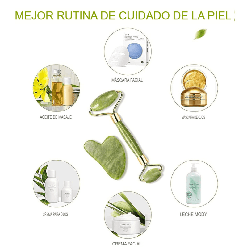 Set de Rodillo de Jade y Gua Sha - Multishop Chile E.I.R.L
