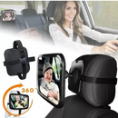 Espejo de Seguridad para Bebé en Auto 360° | Acrílico Irrompible | 25x18cm | Reposacabezas o Parabrisas