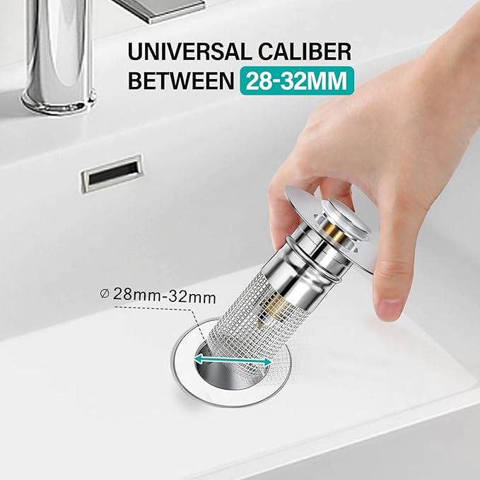 Pack de 2 Tapones de Desagüe Universal 2 en 1 – Filtro + Tapón para Cocina y Baño - Multishop Chile E.I.R.L