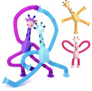 Pack 12 Juguetes Sensoriales de Jirafa Telescópica | Ventosas + Luces LED | Motricidad Fina | No Tóxicos