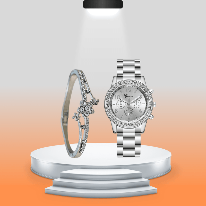 Set Reloj Clásico+ Pulsera Para Mujer - Multishop Chile E.I.R.L