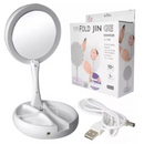 Espejo Doble con Luz LED y Aumento x10 | Rotación 180° | Dimmer Táctil