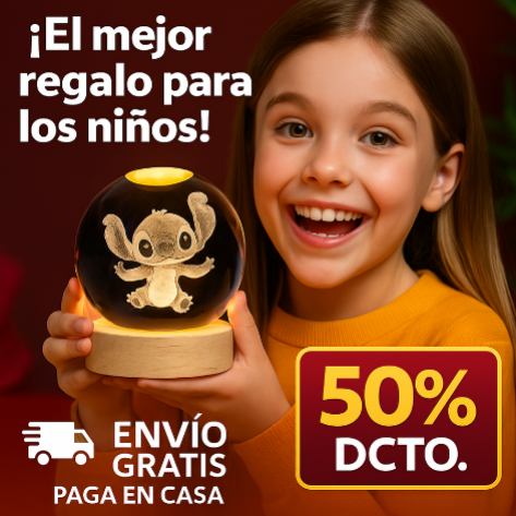 Lámpara LED 3D de Cristal Stitch – Magia en Tu Hogar