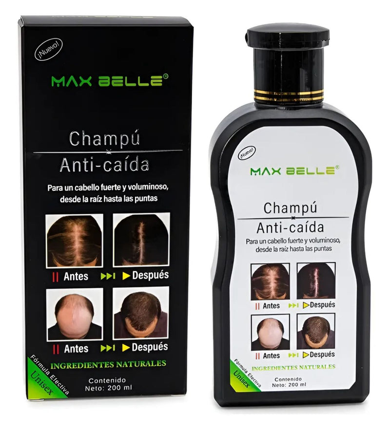 Champú Anticaída Max Belle 200ml | Ingredientes Naturales | Fortalece y Da Volumen