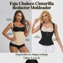 Faja Chaleco Moldeadora Colombiana | Doble Compresión | Varillas Espiral | Postquirúrgica | Negro y Beige