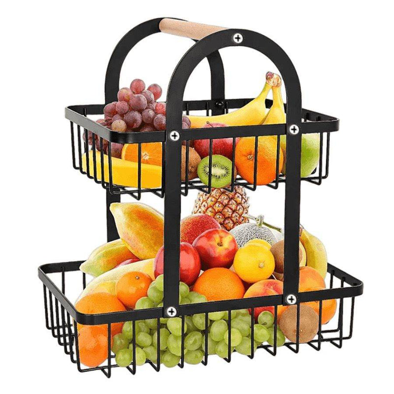 Cesta de Frutas Dos Niveles Metálica - Armonía Vital - Multishop Chile E.I.R.L