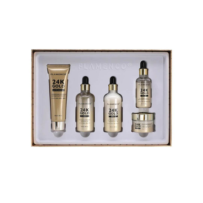 Kit Skin Care Línea 24K Gold Flamenco - Multishop Chile E.I.R.L