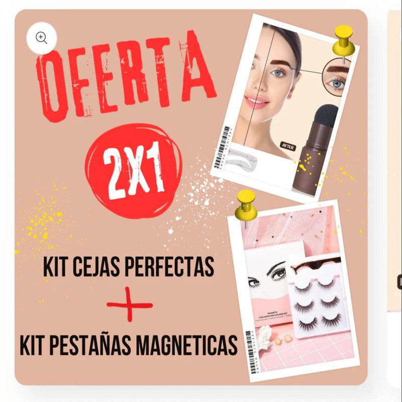 Kit de Polvo Sellador para Cejas + Kit Pestañas Magnéticas Reutilizables - Multishop Chile E.I.R.L