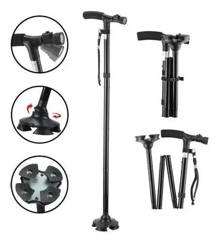 Bastón Plegable con Luz LED - Portátil y Práctico - Multishop Chile E.I.R.L