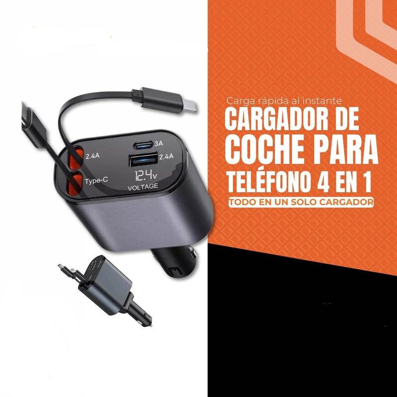 Accesorios de carros Tendeli Cargador de Coche para Teléfono 4 en 1 de Tendeli- Ecuador en